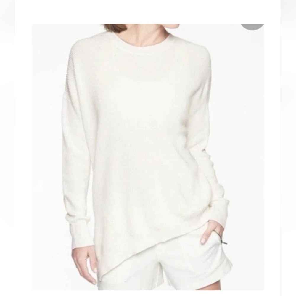 Athleta Asymmetrical Hem Rest Day Ivory Sweater Size Xsmall